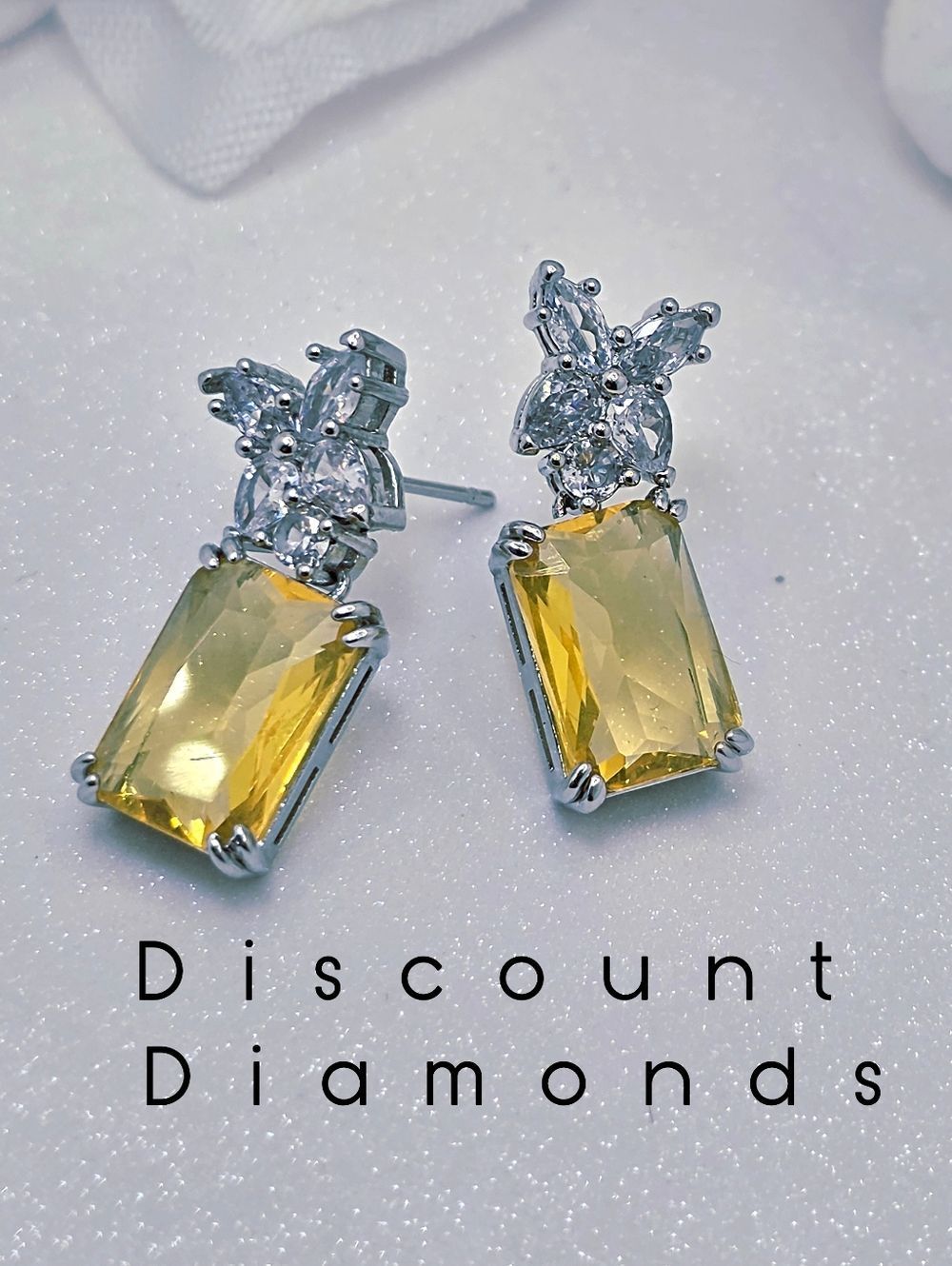 Yellow & Clear White Topaz Drop Earrings on 925 Sterling Silver